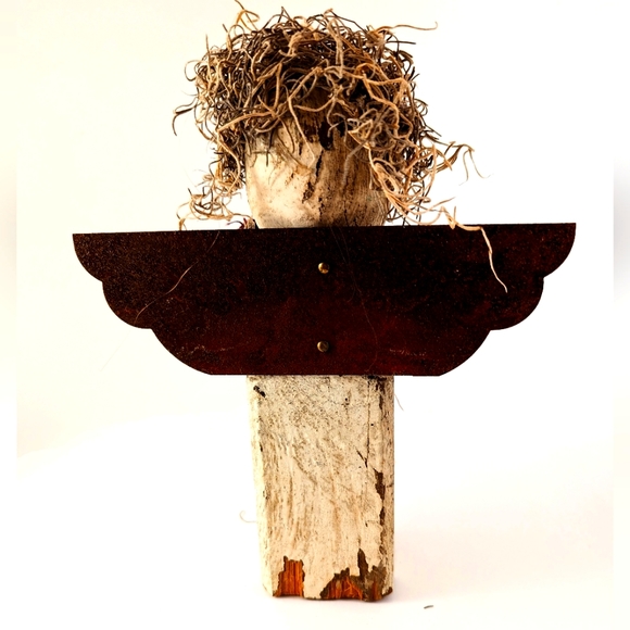 Vintage Folk Art Angel Approximate 8" Tall Wooden Spindle Art - Picture 2 of 3